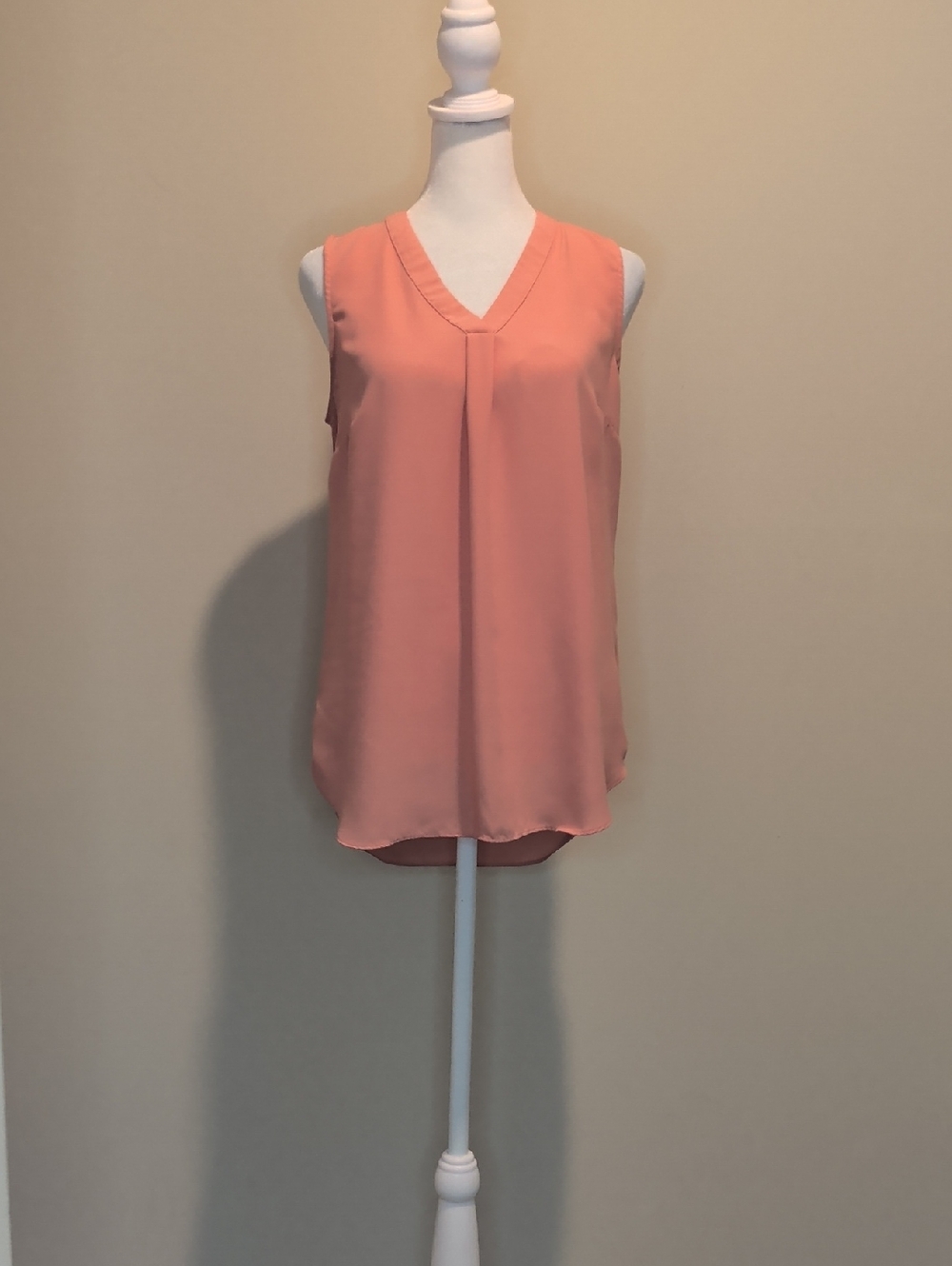 Adrienne Vittadini Sleeveless V-Neck Shell in Peachy Coral